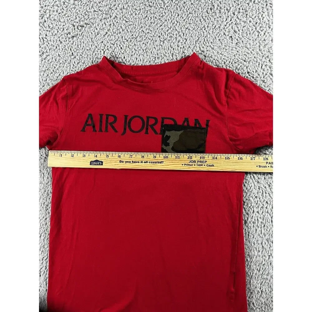 Air Jordan T Shirt Boys‎ Large 12-13 Years Red Camo Pocket Crew Neck Tee